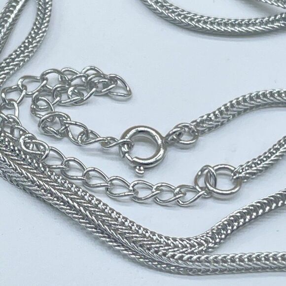 Emma Skye Pave Crystal Necklace Silver Tone Gold Tone Accent Wheat Link Chain 16 - Picture 13 of 13